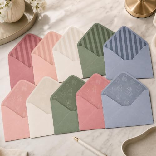 Set of 50 Self-Sealing 5x7 Invitation Envelopes in 5 Colors – Elegant Wedding & Event Supplies