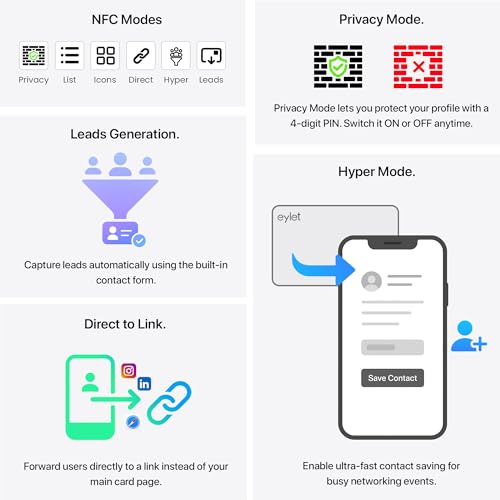 5 Black Digital Business Card Pack - NO SUBS | NFC enabled Digital Business Cards from EYLET.