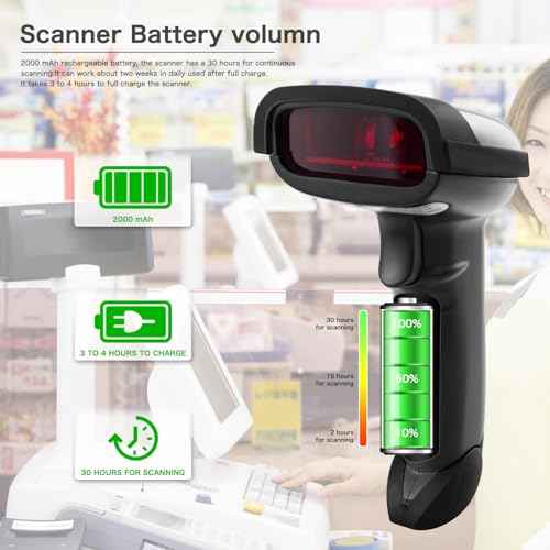 NETUM Wireless Barcode Scanner, 2 in 1 2.4G Wireless & USB Wired 1D Laser Barcode Reader Handheld Bar Code Reader Cordless Rechargeable Bar Code Scanner for Computer MAC Laptop (NT-1698W)