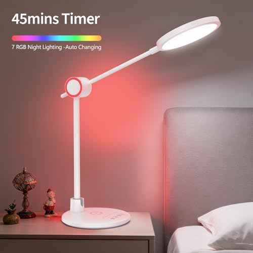 LED Desk Lamp, Eye-Care Desk Light with RGB Night Light, 5 Color Modes Dimmable Table Lamp, 800LM Foldable Touch Control Reading Light for Home Office, Study Room, Bedroom,