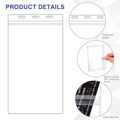 Patelai 120 Pcs Extra Large 4 x 8 Inch ID Badge Holders with Lanyard Bulk Clear Ticket Event Credential Badge Holders Waterproof ID Protector Sleeves for School Office Sporting Events Concert