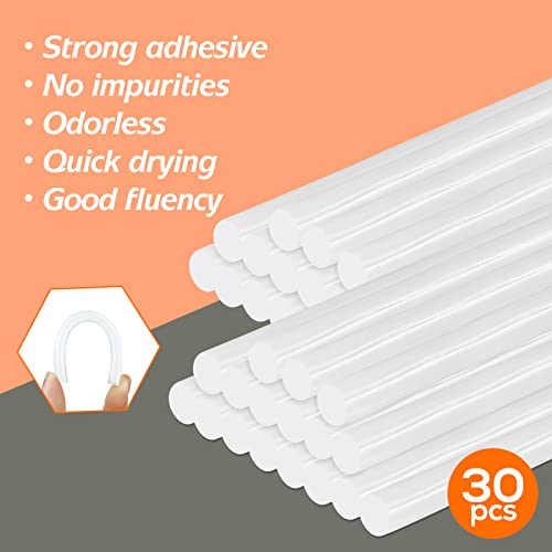 Krightlink White Mini Hot Glue Gun Kit with 30 Strong Glue Sticks, 20W Fast Heating