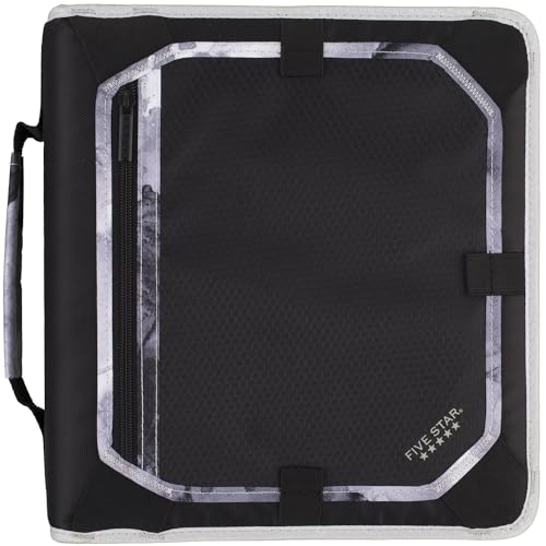 Five Star Zipper Binder 2 Inch 3-Ring with Expansion Panel & 5-Tab File - Pack of 1, Black
