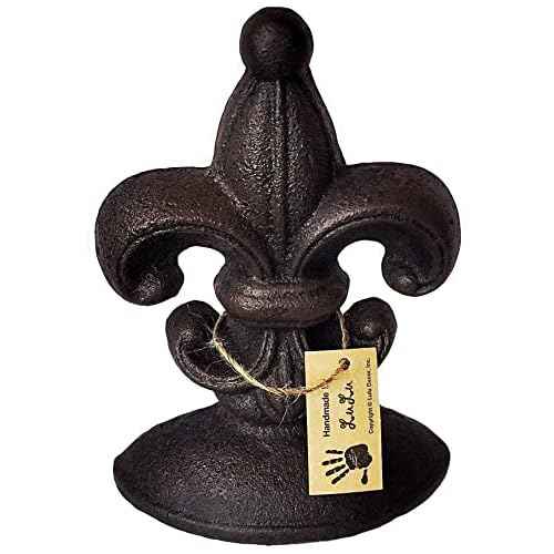 Lulu Decor, Cast Iron Fleur De Lis Door Stop, 2 Lbs, Door Stopper (Antique Black)