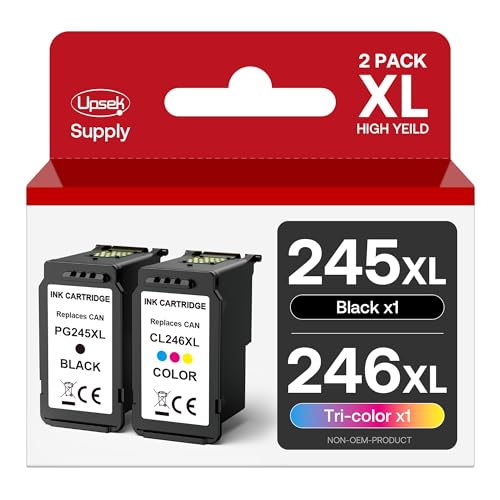 245XL 246XL Ink Cartridges for Canon Ink 245 246 PG-245XL CL-246XL Ink Cartridges for Canon Pixma MX490 MX492 MG2522 MG2420 MG2920 MG2924 MG3022 TS3120 TS3320 TS3122 TR4500 TR4520 (Black, Tri-Color)