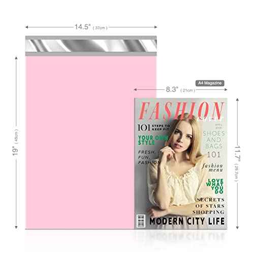 Fuxury Poly Mailers 14.5x19 Inch 50pc Shipping Bags for Small Business Mailing Envelopes for Clothing,Self Seal Shipping Envelopes Waterproof Poly bags Durable Packaging Bags Light Pink