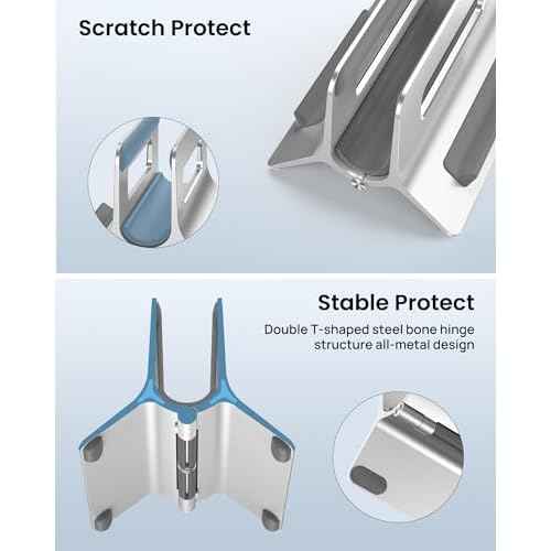 SODI Vertical Laptop Stand for Desk, Gravity Auto Lock Vertical MacBook Stand, Aluminum Laptop Vertical Dock Stand Holder Compatible with MacBook Pro, MacBook Air, Silver