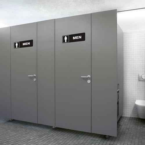 Restroom Sign - (2 Pack ) Metal Restroom Signs for Business with Strong Self-Adhesive, Bathroom Signs for Home Door or Wall, Ideal Unisex Restroom Signs for Women and Men, Easy to Install (Black Women and Men 9" x 3")