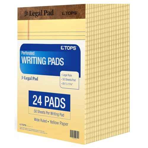 Tops The Legal Pads 8.5 X 11 - Pack of 24 Yellow Wide Ruled Notepads - 50 Sheets Per Pad - Made in the USA