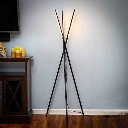 Brightech Stix LED Tripod Floor Lamp for Living Room - Dimmable Modern Standing Lamp, with 3 Lights for Bedroom - Contemporary Office Lighting- Black