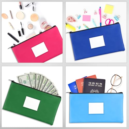 VOCHIC 7-Piece Money Bags with Zipper 11x6.1in - 7 Colors, Transparent Window Label Slots