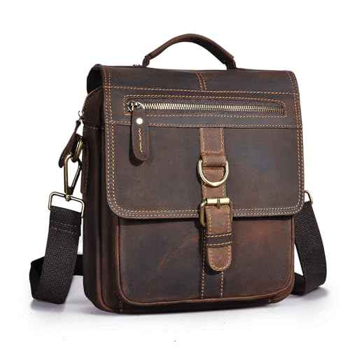 Mens Genuine Leather Satchel Sling Messenger Shoulder Cross body Bag Flap Over Tote Business Briefcase