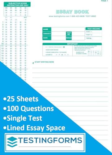 TestingForms TEST-886E 100-Question Scantron Compatible Testing Forms (25 Sheet Pack)