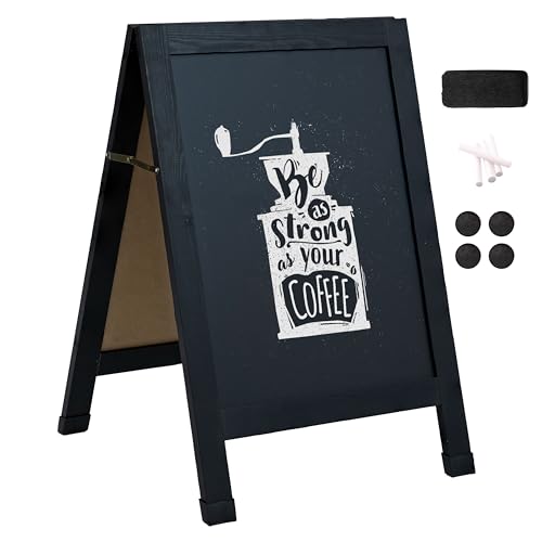 Sunnydaze Magnetic A-Frame Chalkboard Sign - Double-Sided Chalk Sandwich Board Sidewalk Sign - 30" x 20" - Black