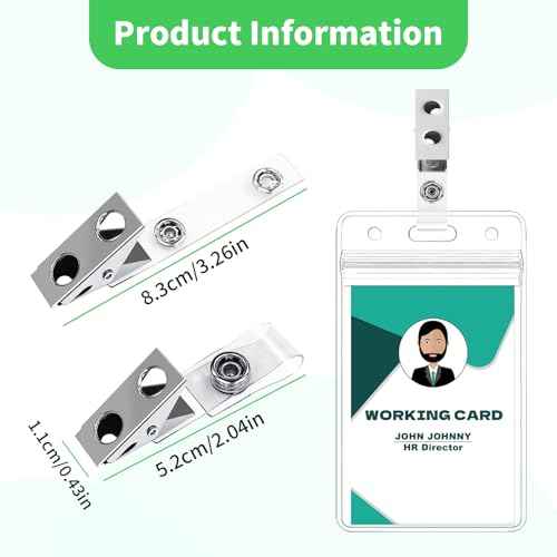 400 Pack Metal Badge Clips Double Hole ID Badge Clips with Clear PVC Straps for Name Tag ID Cards and Badge Holders Work Office Supplies