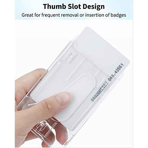 Pawfly 2 Pack Vertical 2-Card Badge Holder with Thumb Slot Hard Transparent PC Case Protector for Office School IDs Credit Cards Driver¡¯s Licenses and Passes