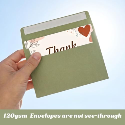 NKYE Sage Green 30 Pack A4 Blank Cards with Envelopes 4x6 Folded DIY Greeting Set