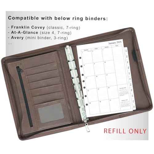 newestor 2025-2026 Monthly Planner Refills 5.5" x 8.5" for Mini Binder, 15 Months from Oct 2025 to Dec 2026, Desk Size