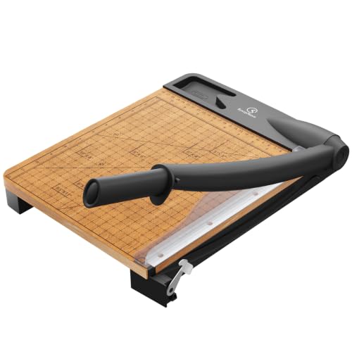 12 Inch Heavy Duty Paper Cutter with Wood Base Guillotine Trimmer