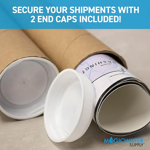 6 Pack Kraft Mailing Tubes 24 Inch with End Caps - Shipping & Art Storage