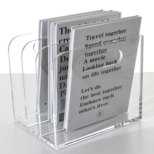 AIMOLLY B5 3-Section Clear Acrylic Desk File Organizer - Vertical Office Storage