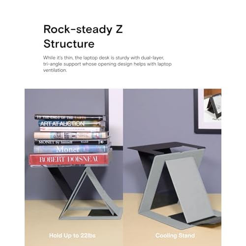 MOFT Folding Laptop Stand Lap Desk, Portable & Mini Computer Stand Laptop Desk for Travel and Home Office, Ergonomic Design with Adjustable Viewing Angles, Lightweight Computer Cooling Riser, Black