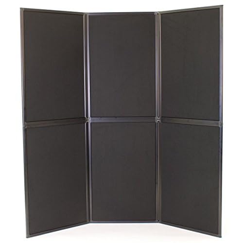 Displays2go Portable Display Panel System, Includes 6 Show Panels, Folding Design, Hook & Loop-Receptive Fabric ? Black (T6PNLBK)