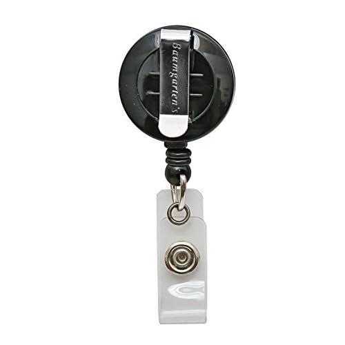SICURIX Standard ID Badge Reels Round Belt Clip Strap 25 Pack BLACK (68424)