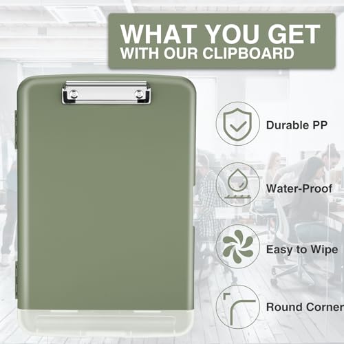 Sooez Clipboard with Storage, High Capacity Nursing Clip Board 8.5 x 11 with Pen Holder & Low Profile Clip, Plastic Clipboards Case Box, Teacher Must Haves School Office Supplies,Letter Size/ A4