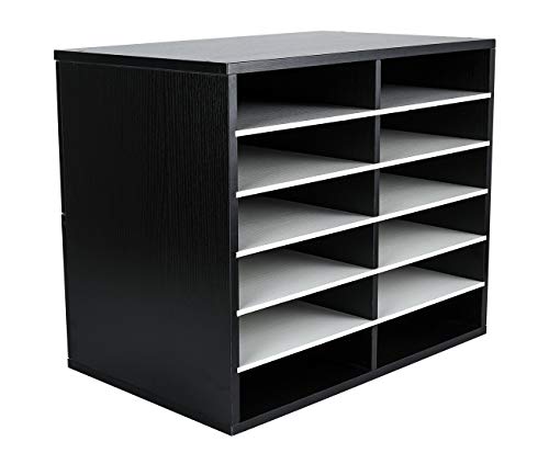EasyPAG 12 Compartments Wooden Literature Organizer with Adjustable