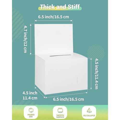 Uniclife 3 Pack Ballot Boxes with Slot 6.5" x 4.5" x 4.5" Suggestion Boxes Donation Box for Fundraising White Cardboard Box with Removable Header for Business Voting Collecting Card Charity