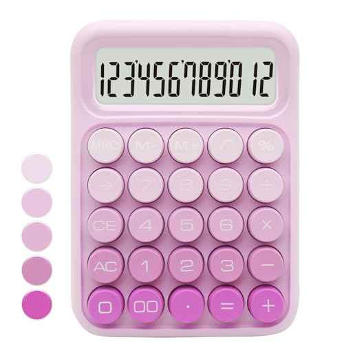 Gradient Pink Calculator, UPIHO Standard Calculator,12 Digit Display and Big Buttons,Pink Office Supplies and Desk Accessories,Cute Office and School Accessory