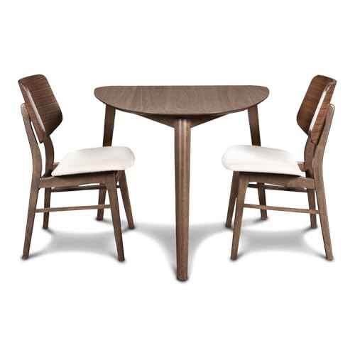 New Classic Furniture Mid-Century Modern Oscar Corner Table 3-Piece Dining Set, Walnut