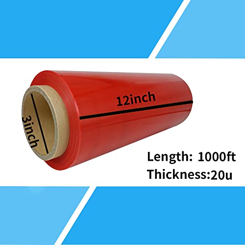 Red Stretch Wrap Plastic Roll 12”×1000ft 80 Gauge Storage for Packing