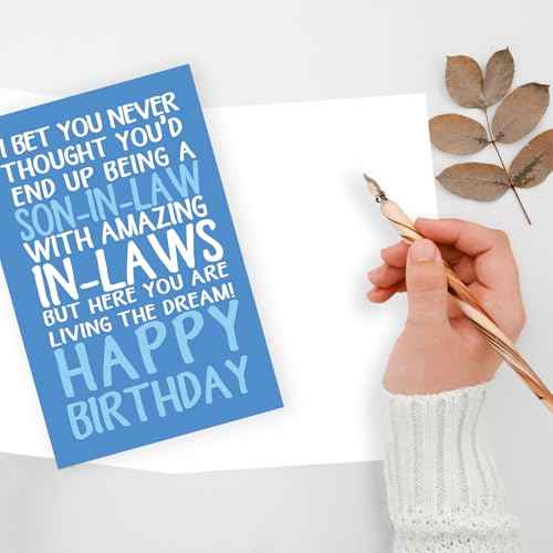 Funny Son-in-Law Birthday Card from Awesome In-Laws ? Humorous and Sarcastic Greeting for Son-in-Law Living the Dream ? Happy Birthday Card for Him