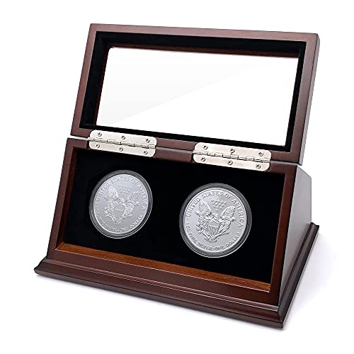 Challenge Coin Display Case 1.5-1.75 Inch 38-44.5 mm Coin Holder 1 Slot (Walnut, 2 Slots)