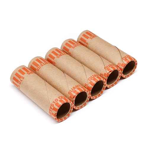 Huron Crimped Quarter Coin Wrapper, $10 Roll Orange (1000 pcs)