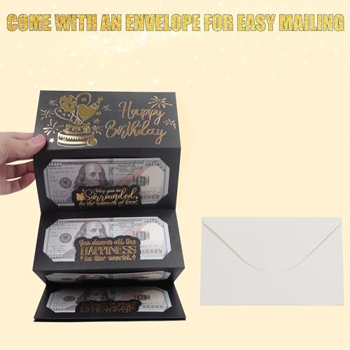 Black Birthday Money Envelope for Cash Gifts - Surprise Gift Card Holder