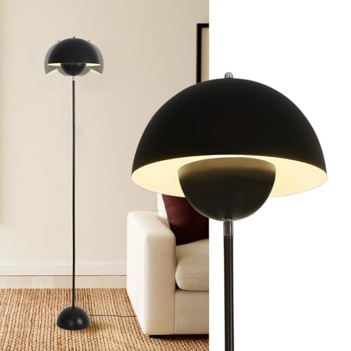 Black Vintage Floor Lamps for Living Room, Ambient Lighting Bedroom Lamps Mid Century Modern Decor Corner Lamp, 65¡± Tall Mushroom Reading Lights Torchiere Industrial Stand Up Decorative Lamp