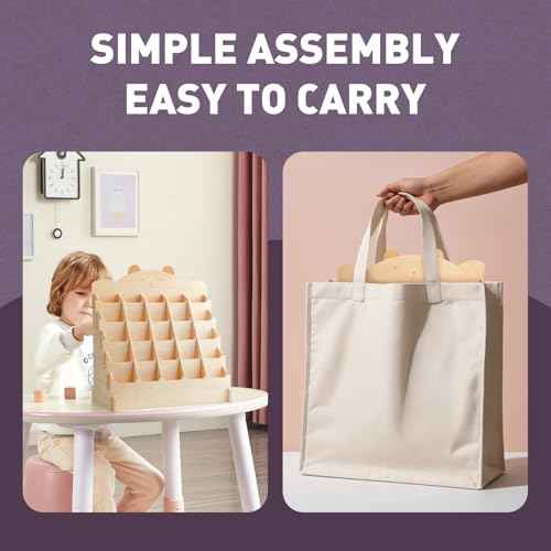 Wooden Sticker Display Stand with 25 Curved Pockets for 4'' Stickers and Brochures, Ideal for Small Business Supplier Events and Trade Shows (Extra Large)