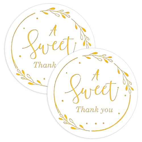 120 Pcs A Sweet Thank You Stickers, Personalized Stickers for Packaging, Gold Foil Thank You Gift Small Envelope Sticker Self-Adhesive Labels for Wedding, Baby Shower, Birthday, Gift Wrapping