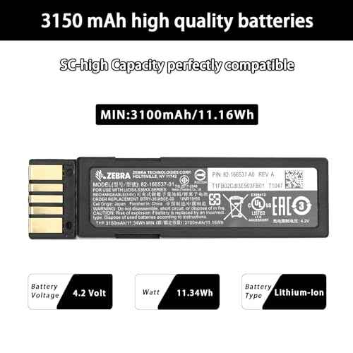 BTRY-36IAB0E-00 Replacement Battery for Zebra DS3678 DS3600 LI3678 LI3600 LS3678 LS3600 82-166537-01 Handheld Barcode Scanner