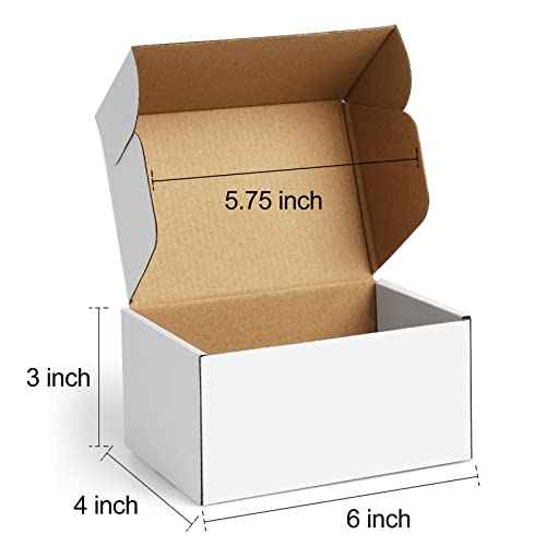 Shipping Boxes 6x4x3 inches Small Mailing Boxes 25 Pack White Cardboard Corrugated Box Mailers