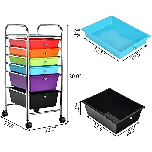 FUTADA 6 Drawers Rolling Storage Cart, Mobile Utility Cart, Sundries Storage Cart w/Lockable Casters for School, Office, Home, Barber Shop, Beauty Salon,