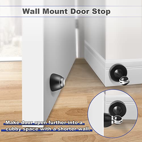 KOLAKO 12 Pack Door Stopper, Magnetic Door Stops Black, Heavy Duty Magnet Doorstops Soft Catch, Magnetic Door Holder, Wall & Floor Mount, Oil Rubbed Finish