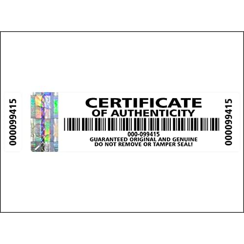 250 pcs High Security Certificate of Authenticity Labels Security Stickers with Hologram Stripe and Extra Label with Serial Number 2.75 x 0.78 inch
