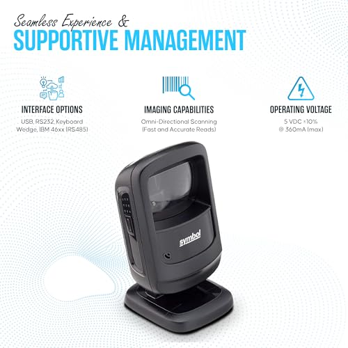 Zebra DS9208 1D/2D Hands-Free Barcode Scanner with USB Cable - Retail & POS