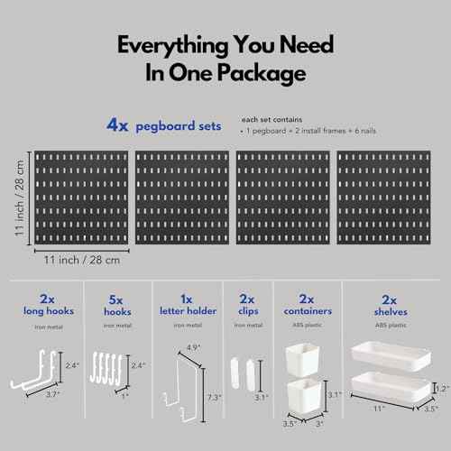 Keepo Pegboard Combination Kit, Pegboards and Accessories Modular Hanging for Wall Organizer, Crafts Organization, Ornaments Display, Nursery Storage, Wall Peg Board (Black, 22¡ȡ¿22¡È)