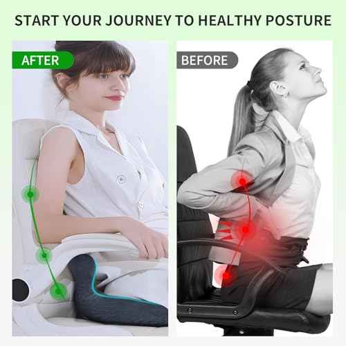 Ergonomic Seat Cushion for Office Chair & Car ? One-Piece Memory Foam Chair Pad with Lumbar Back Support, Comfortable Design for Long Sitting, with Lumbar Support for Extended Sitting