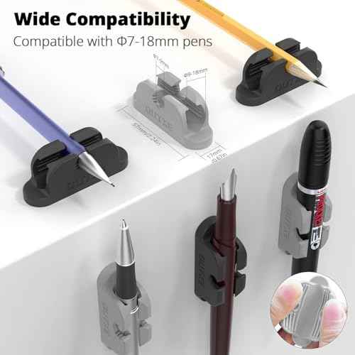 OUTXE 6-Pack Magnetic & Adhesive Pen Holder with Dual Slots - Easy Organize & Access Pencil, Pen, Marker- Perfect for Desk, Wall, Refrigerator, Whiteboard, Clipboard